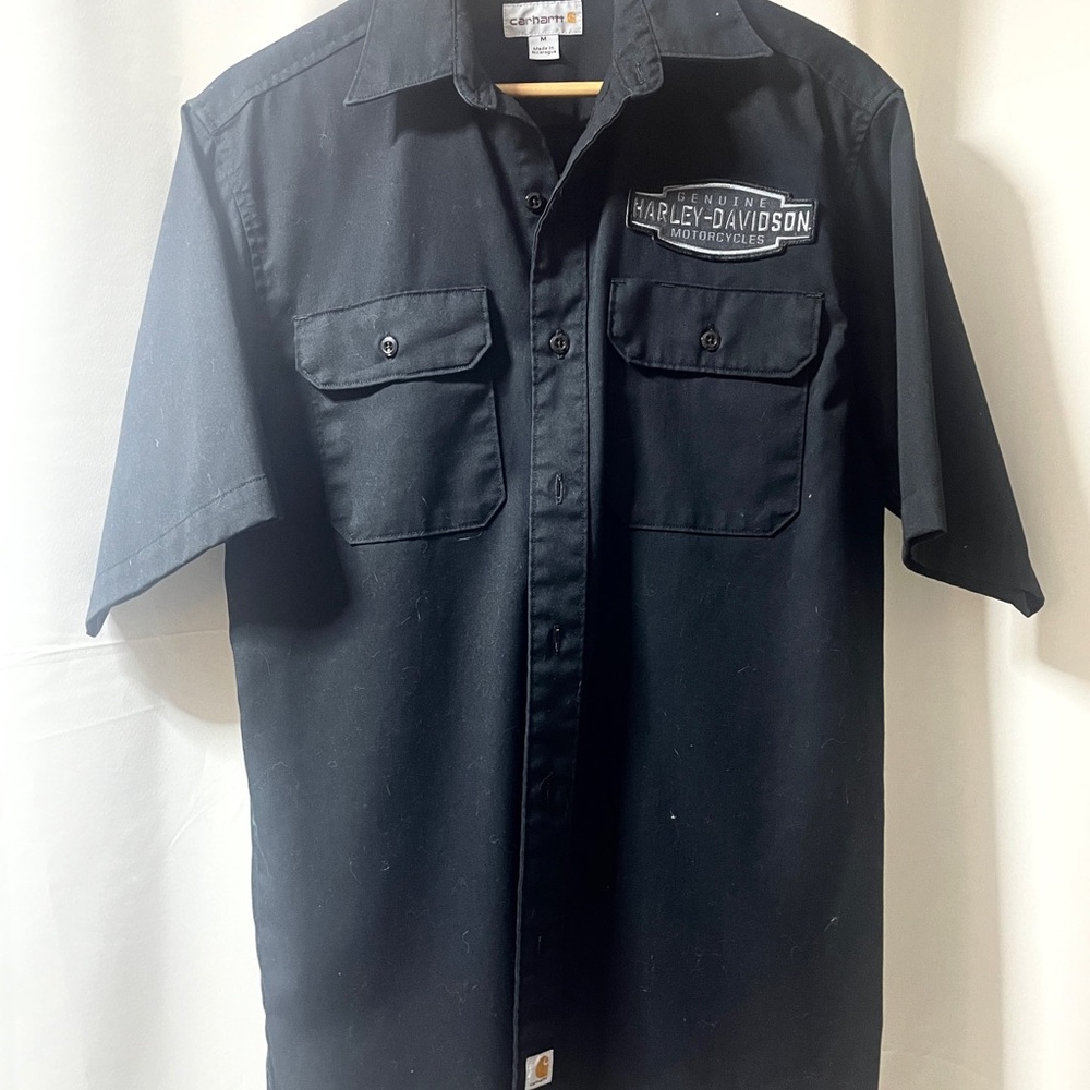 Harley-Davidson Men's Black Carhartt mechanic Button Down Shirt